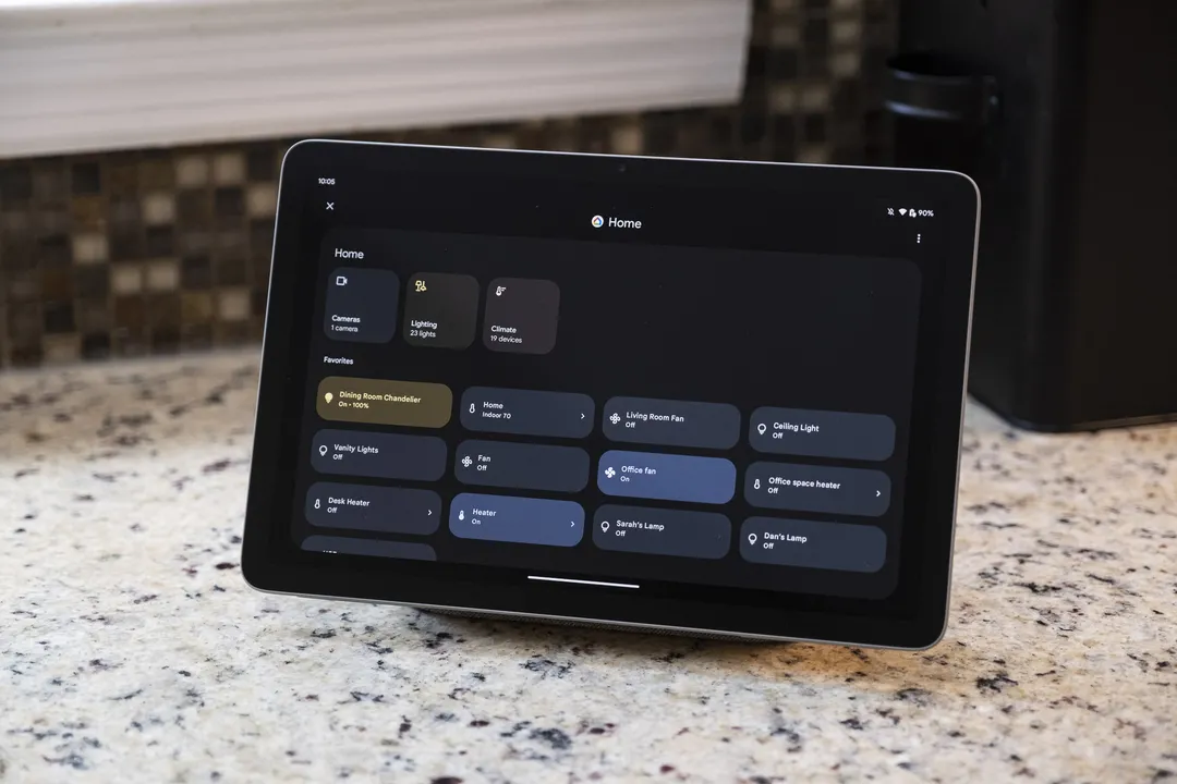 Pixel 平板电脑上的智能家居控制面板