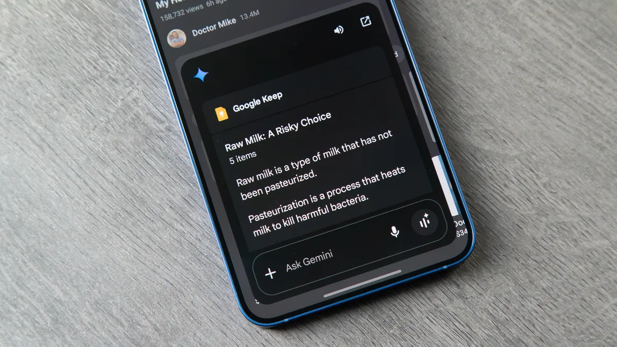 Gemini 在 Galaxy S25 Plus 上创建了 Google Keep Note，其中包含 YouTube 视频摘要