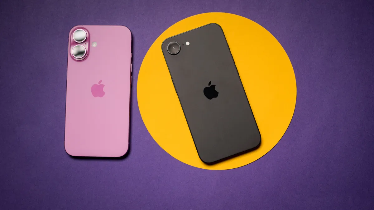 彩色背景下的 Apple iPhone 16e 测评