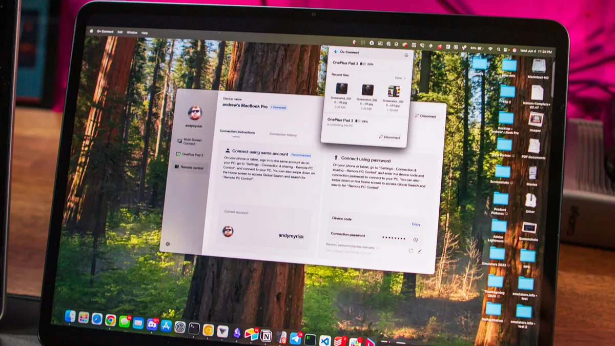 通过 O+ Connect 在 OnePlus Pad 3 上运行 macOS
