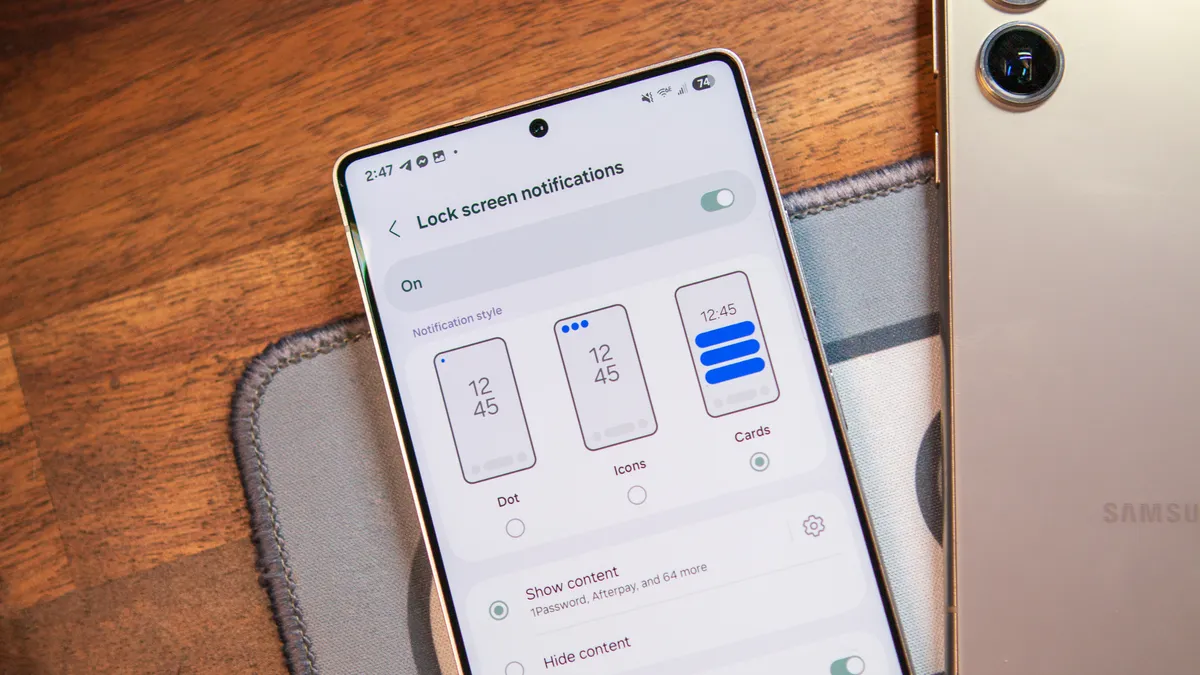 Galaxy S25 Ultra 上的锁屏通知设置