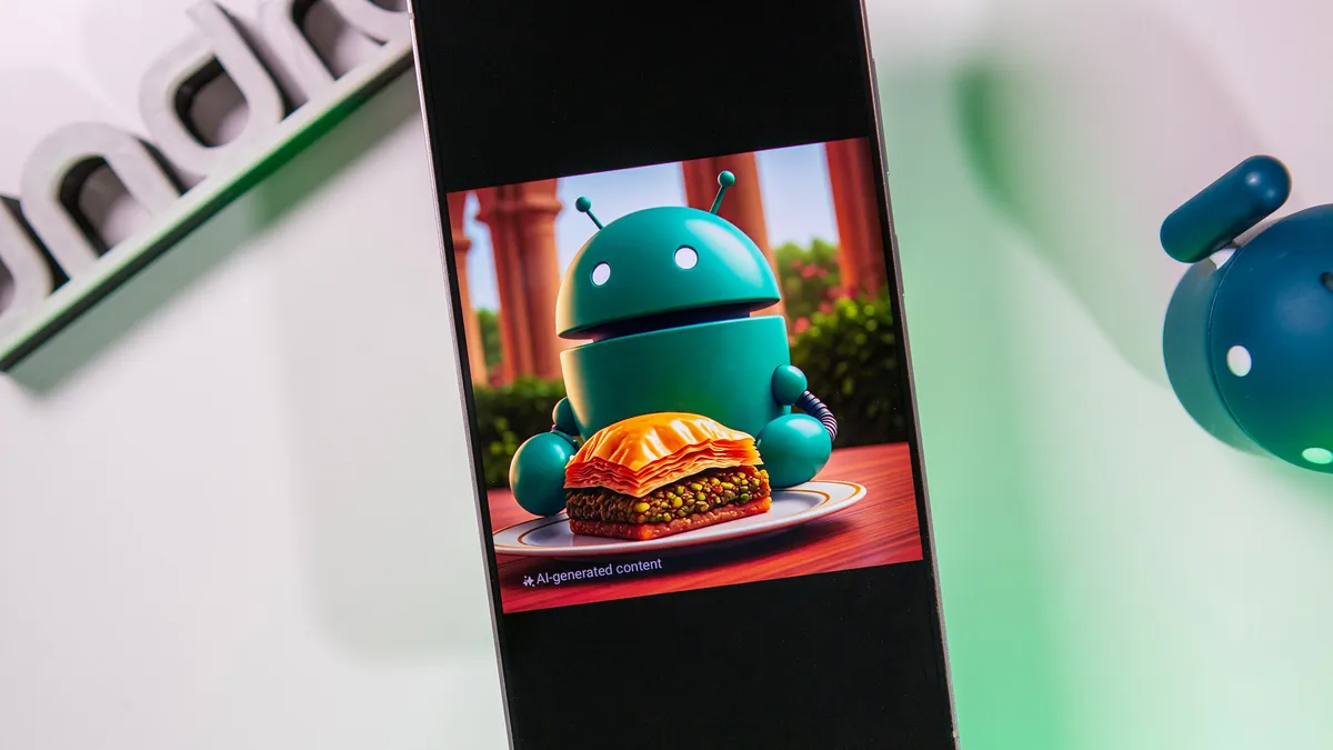 Android 使用 Galaxy AI 在 Galaxy S25 Ultra 上制作吃果仁蜜饼的场景