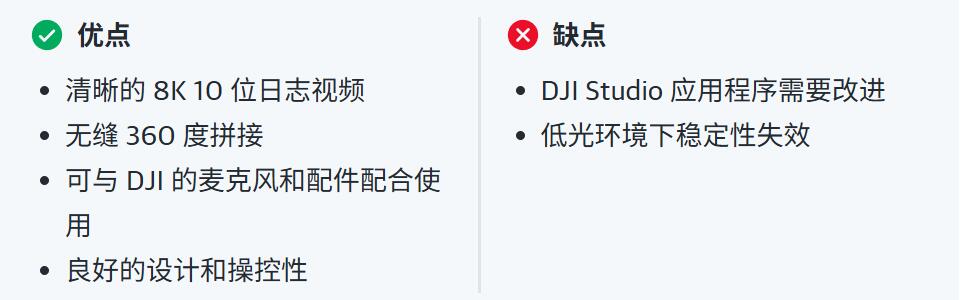DJI Osmo 360 优缺点一览