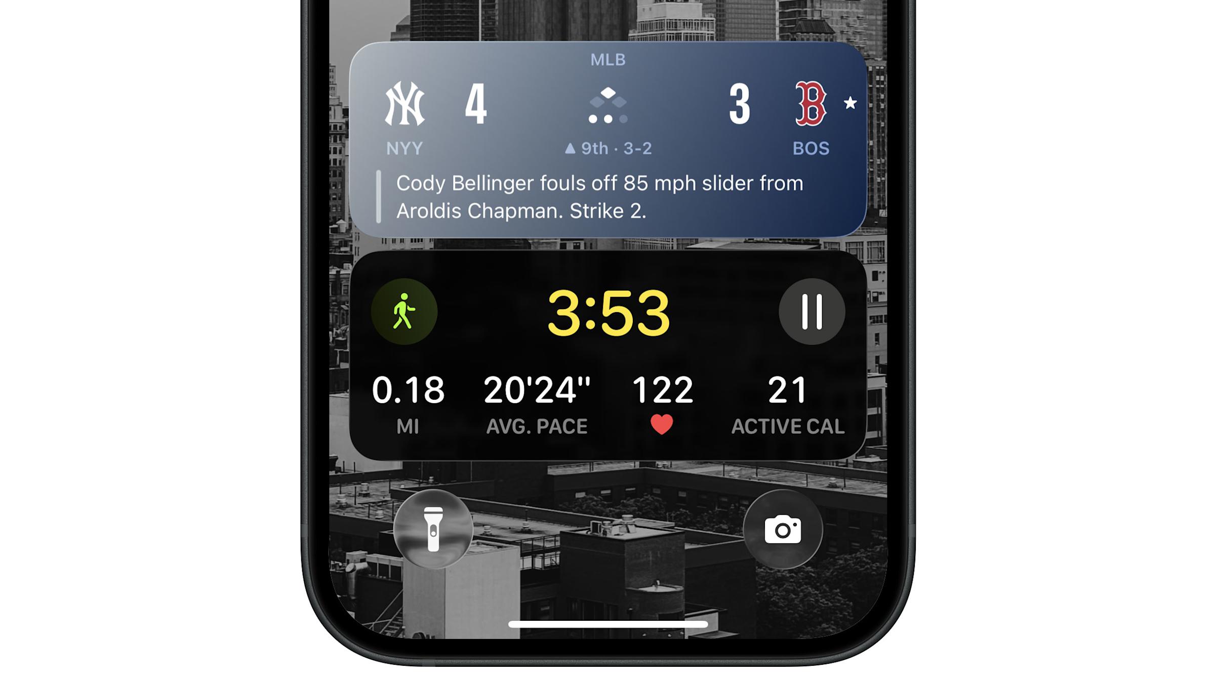 健身应用程序的心率统计数据可在 iOS 26 的各个地方查看，包括锁定屏幕上的实时活动。