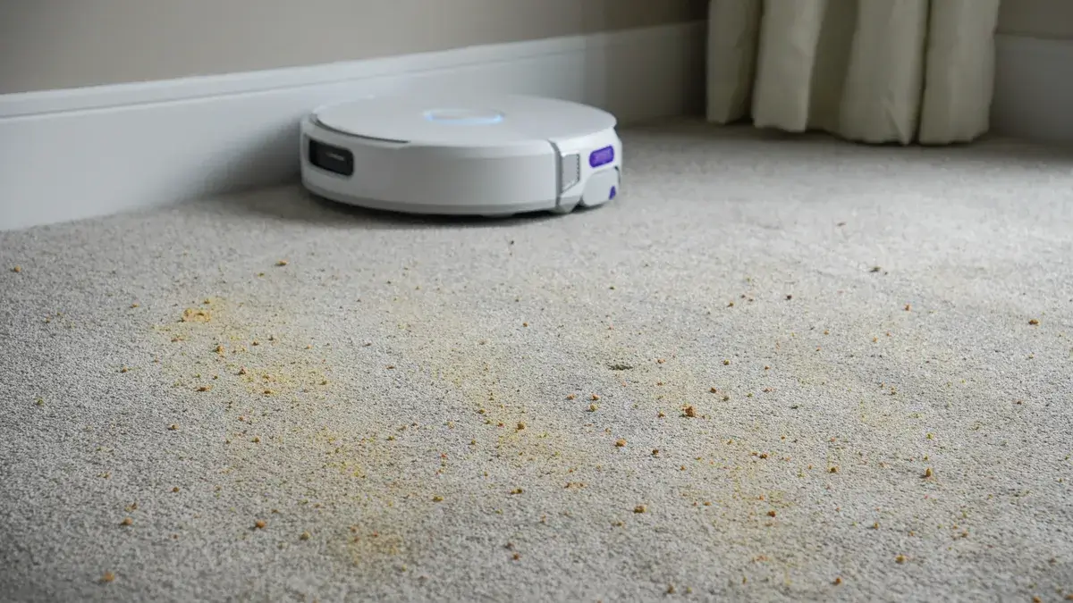 吸力测试前地毯上的碎屑混合物