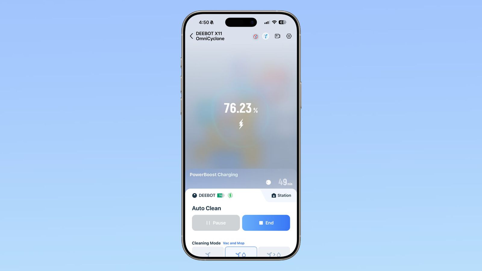 Ecovacs 应用程序快速充电
