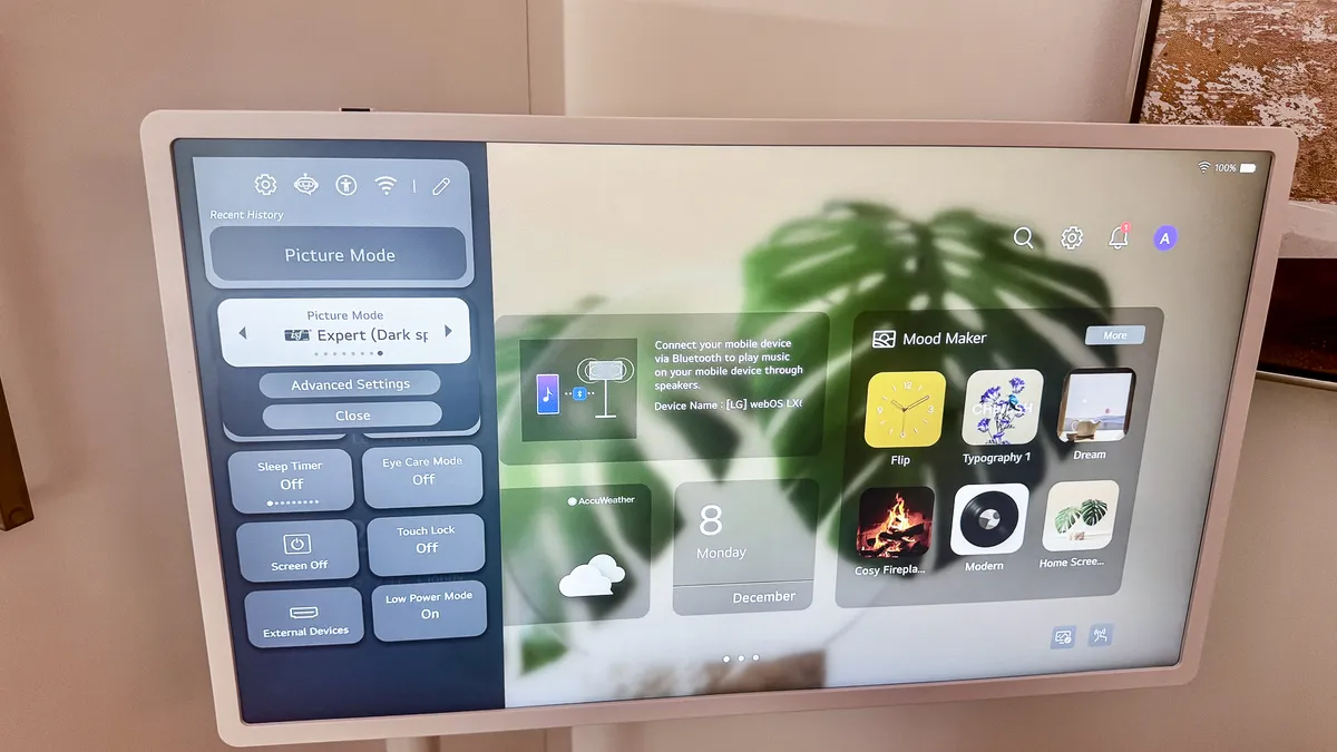LG StanByMe 2 快速设置菜单 LG StanByMe 2 快速设置菜单